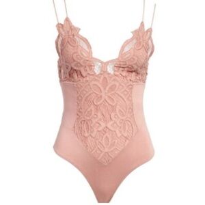 Free People Blush Lace Detail Top